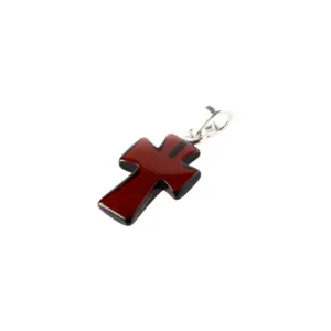 Pendentif en ambre baltique authentique, pendentif de croix en argent, symbole religieux, faible quantité minimale de commande