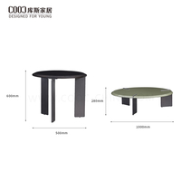 Table à thé en acier inoxydable avec design en marbre naturel Ensemble de tables à café rondes modernes de luxe en pierre frittée en métal