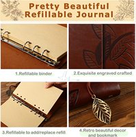 Carnet de voyage A6 rechargeable en cuir vintage pour hommes et femmes avec pages vierges et pendentifs rétro