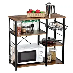 Rak Penyimpanan Bingkai Logam Modern Grosir Pemasok Furnitur Rak Organizer Dapur 4 Tingkat Rak