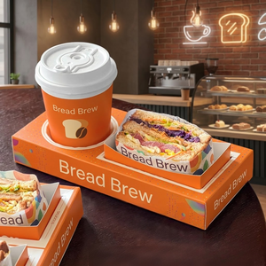All-in-One Sandwich and Drink Carrier <b>Tray</b> for Coffee Shop - Product Image 2