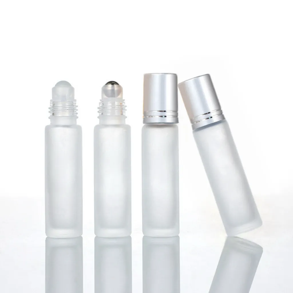 Beliebte runde matte rollläufige glasflasche für ätherisches Öl kugelförmige luxus-parfüm-Öl-rolle auf flasche 10 ml mattiert