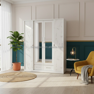 Guarda-Roupa Multifuncional de Aço com Gavetas Internas, Armário de Metal Espelhado para Projeto de Quarto na Malásia - Product Image 1