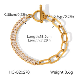 Bracelet en acier inoxydable et zircon, bijoux de luxe légers, polyvalents, haut de gamme, tendance - Product Image 6