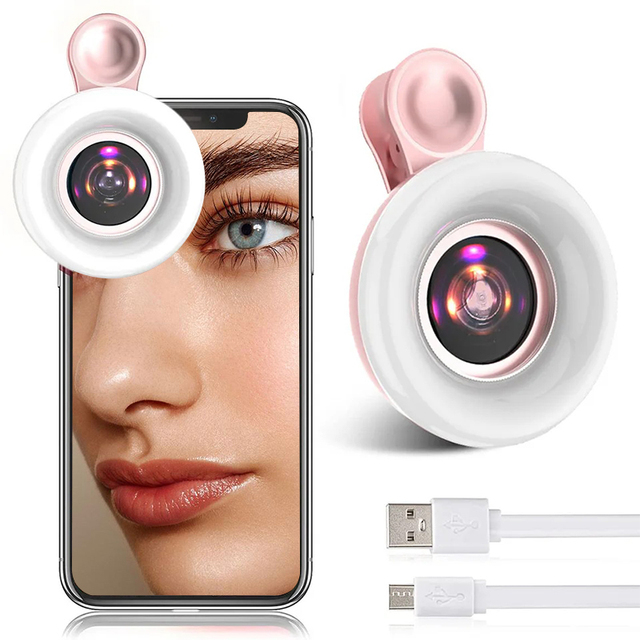 MASSA HD Super Macro Lens Photography Fill Light for Eyelash Extensions and Beauty Makeup 15x Magnification High Quality PINK
