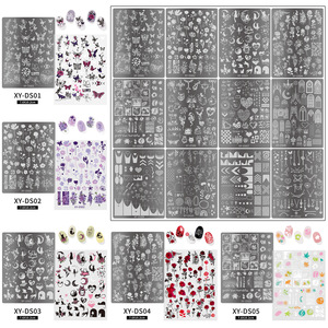 Placas de Estampado de <span class=keywords><strong>Uñas</strong></span> 3D de Estilo Chino, Ecológicas, de Acero Inoxidable, con Diseños de Mariposas, Encaje, Flores, Serpientes y Bambú, Gran Venta - Product Image 1