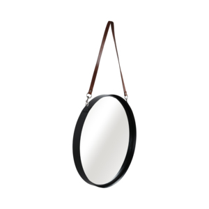 Specchio rotondo da appendere con cinturino in pelle, decorazione moderna da parete per camera da letto, ingresso, corridoio - Product Image 2