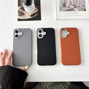Funda de Teléfono de PU de Color Sólido Simple y Neutral al por Mayor para iPhone 16 15 14 13 Pro Max - Product Image 3