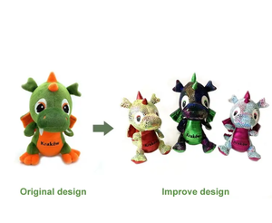 Peluche Personalizzabile Ricamato Kawaii, Morbido <span class=keywords><strong>Dinosauro</strong></span> Imbottito con Cotone PP per Alleviare lo Stress - Product Image 3