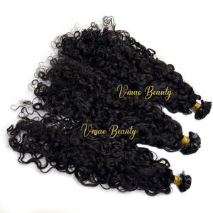 VMAE Cuticule alignée vierge brute russe Blonde Water Wave Tips Dark Brown #18 Kératine Flat Nail I K Tip Extensions de <span class=keywords><strong>cheveux</strong></span> humains - Product Image 4