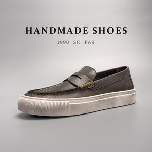 Chaussures décontractées pour hommes, design bateau, vulcanisées, doublure en mesh, en cuir - Product Image 5