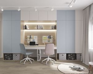 Design Moderno di <span class=keywords><strong>Armadio</strong></span> Rosa per Camera da Letto di Bambina con Scrivania Integrata, Interni per Camere dei Bambini - Product Image 2