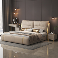 Meubles de chambre à coucher modernes et luxueux en bois, lits rembourrés, lit double super king size avec tiroirs de rangement