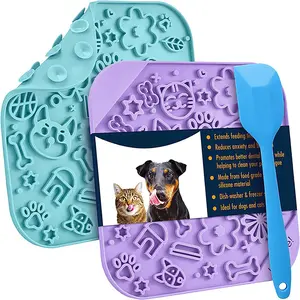 Kişiselleştirilmiş özel Logo silikon köpek yalamak Mat yavaşlatmak Pet yeme kase besleyici yalamak ped köpekler kediler için emme ile Mat yalama