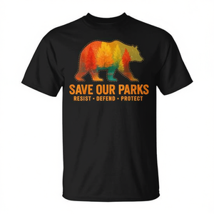 Camiseta con gráfico de oso Save Our Parks Resist Defend Protect, ropa de conservación de parques nacionales - Product Image 2