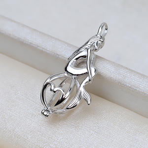 อุปกรณ์ DIY จี้เงินแท้ S925 รูปนางฟ้า สไตล์ยุโรป-อเมริกา สร้อยคอ 7-8 นิ้ว ชุบทอง กรงใส่ไข่มุกแบบไม่มีตา - Product Image 2