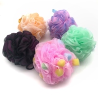 Super doux écologique nettoyage PE luffa bonbons maille douche éponge bain fleur