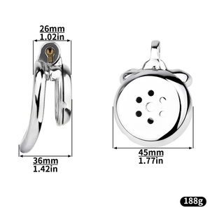 Jaula de Castidad Metálica Plana FRRK con Orificio, Dispositivo de Castidad Masculino, Jaula para Pene, Candado para Pene, Juguetes Sexuales para Hombres - Product Image 2