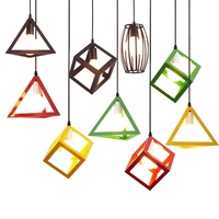 Lampe suspendue en fer industriel, forme de triangle, cube, tambour, pour restaurant, maison, salon, salle à manger, lampe décorative suspendue