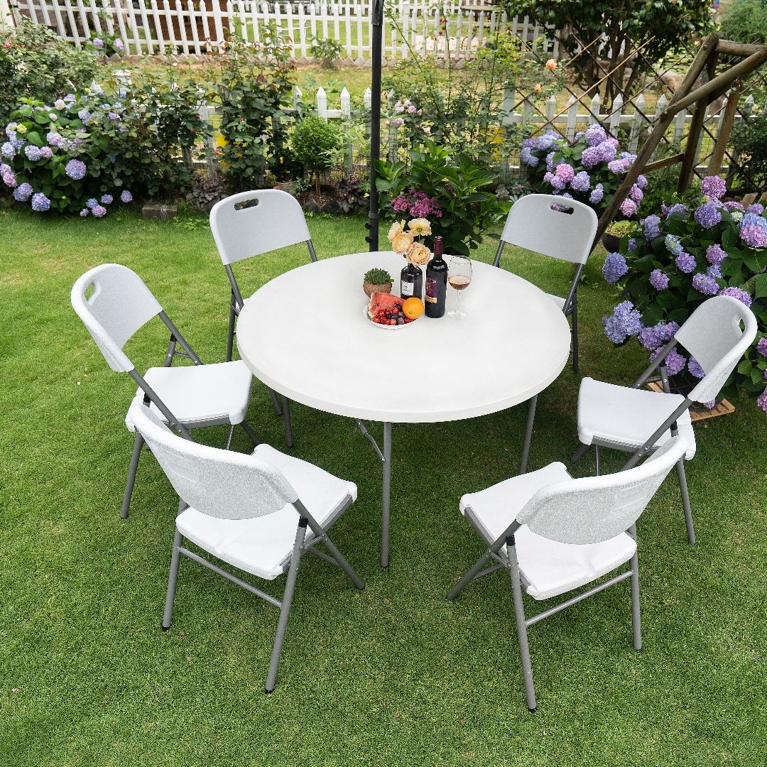 Folding Table Round Outdoor Table And Chairs Round Plastic Dining