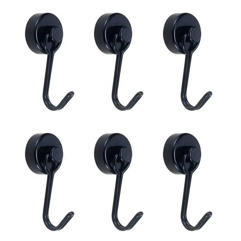 Heavy Duty Magnetic Hook, Strong Neodymium Magnets Hooks for Home, Refrigerator, Grill, Kitchen,Key Holder,Black, Multi-Purpose