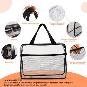 Transparent PVC Clear Nylon Travel Cute <b>Makeup</b> Organizer <b>Storage</b> Bag Preppy Cosmetic Zipper Pouch Purse Travel Coin Pouch - Product Image 3