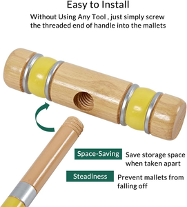 Ensemble <span class=keywords><strong>de</strong></span> <span class=keywords><strong>croquet</strong></span> pour six joueurs avec maillettes en bois et caoutchouc <span class=keywords><strong>de</strong></span> haute qualité, balles colorées <span class=keywords><strong>de</strong></span> 28 pouces, buts, <span class=keywords><strong>jeu</strong></span> <span class=keywords><strong>de</strong></span> pelouse et <span class=keywords><strong>de</strong></span> jardin pour adultes et adolescents - Product Image 2