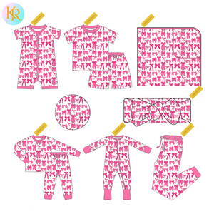 Kerui 인쇄 패턴 키즈 대나무 지퍼 아기 잠옷 아기 소녀를위한 아기 바디 수트 대나무 장난 꾸러기 - Product Image 1