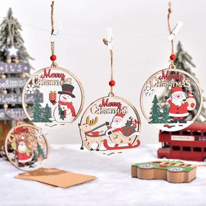 Décoration de Noël en bois en gros, pendentif rond ajouré avec fonction de suspension, écologique, multi-styles - Product Image 2