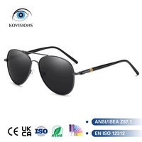Lunettes de soleil polarisées classiques noires pour hommes, monture intégrale légère et confortable en métal, avec branches décoratives dorées, promotionnelles