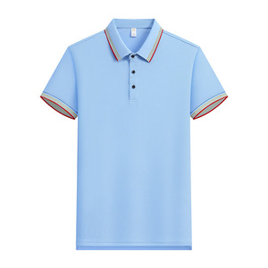 Camiseta Polo Azul Claro de Manga Corta Unisex para Trabajo, Color Sólido, Fibra de Poliéster, Uniforme Personalizado - Product Image 1