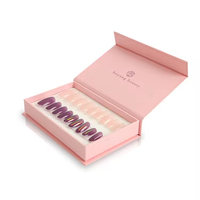 Boîte cadeau magnétique de luxe écologique avec logo personnalisé, emballage rigide en papier pour faux ongles pressés avec insert en éponge, faible MOQ