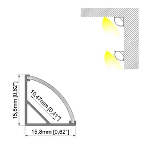 16X16Mm ราคาโรงงานขายส่ง Led มุมอลูมิเนียมโปรไฟล์