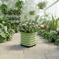 Pot de fleurs surélevé moderne en métal thermolaqué écologique, à racines profondes, auto-arrosant et roulant pour la maison
