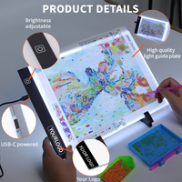 Tableau lumineux LED portable en acrylique A5 A4 A3, le plus vendu en Guangdong, pour le traçage et la peinture au diamant