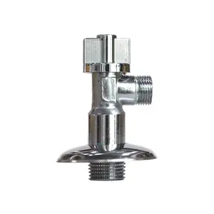 Bathroom lead free 1/4 quarter turn male thread chrome plated forged brass water angle valves with decorative cover