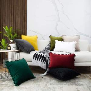 Copricuscino decorativo <span class=keywords><strong>in</strong></span> velluto con Design moderno di qualità con graziosi pon pon - Product Image 5