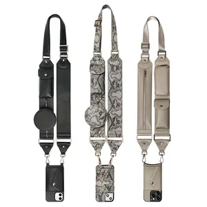 Fashion Luxury Mobile Cell Phone Wallet Case With Lanyard Strap And Wallet