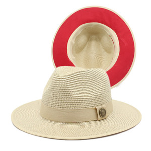 <span class=keywords><strong>2022</strong></span> extérieur femmes unisexe automne été soleil papier paille tresse Sombrero disquette fond rouge Fedora plage <span class=keywords><strong>Panama</strong></span> chapeaux de paille pour hommes - Product Image 2