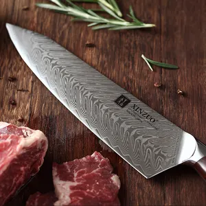 XINZUO Ensemble de 5 couteaux de <span class=keywords><strong>cuisine</strong></span> professionnels en acier Damas <span class=keywords><strong>japonais</strong></span> véritable, manche en bois, fabricant de couteaux - Product Image 5
