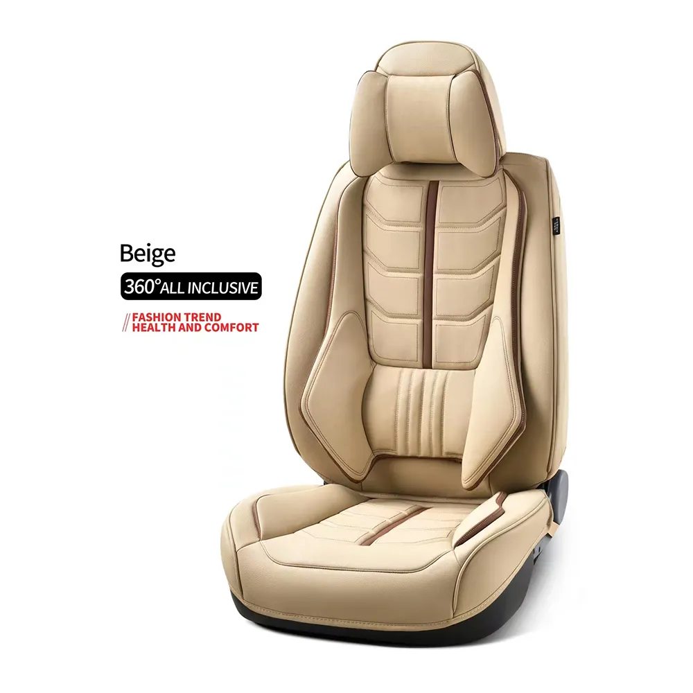 Luxury beige leather car seat cover Custom Universal 5pcs car seat cover set