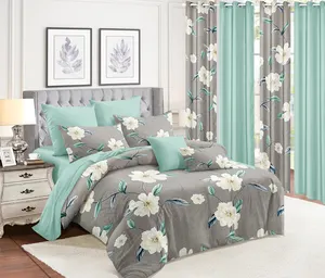 Printed Microfiber Bedding Set Comforter Set With Matching Curtains Cheap Price Room Set