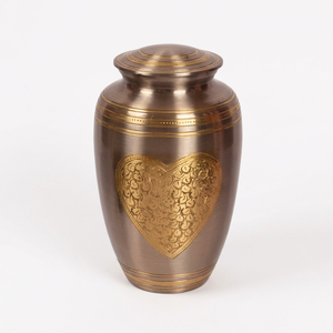 Brass Color Urn <b>Keepsake</b> Cremation <b>Ash</b> Vase Decorative Memorial Container Heart Pattern Home Remembrance - Indian Home Crafts - Product Image 1