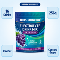Poudre de mélange pour boisson électrolytique saveur Raisin Concord, 16 sticks, soutien hydratant, 8 vitamines et minéraux, OEM