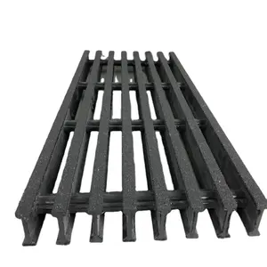 38mm thickness fiberglass phenolic pultruded grating 38*15*23mm GRP/FRP anti slip gritted nosing stair for offshore