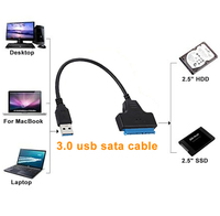 Câble LUNG KAY USB3.0 vers SATA 15P 5 Gbps pour disque dur SSD SATA 2,5 pouces, câble personnalisé, faisceau de câbles, adaptateur de disque dur externe