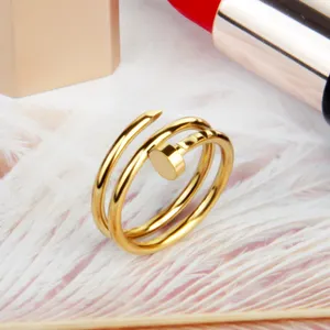 Exquisite fashion couple jewelry gift accessories party casual simple diamond 18K gold multi-ring stainless steel ring