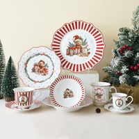 Lelyi Creative ours en peluche de Noël de grande valeur bol et assiette en céramique dessin animé mignon Girly tasse à café délicate et soucoupe