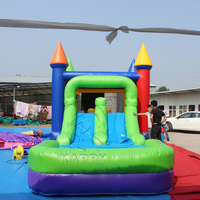 Structure gonflable colorée 3 en 1 avec toboggan et piscine, équipement de jeu pour enfants, utilisation humide ou sèche, location pour fêtes en plein air