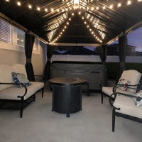 Gazebo en aluminium à toit rigide, double toit, imperméable, pavillon extérieur avec rideaux et moustiquaire pour jardin, patio, cour arrière, cour